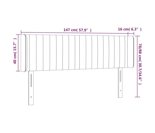 Cabecero con LED de tela crema 147x16x78/88 cm