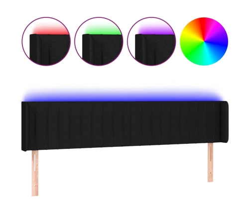 Cabecero con LED de tela negro 163x16x78/88 cm