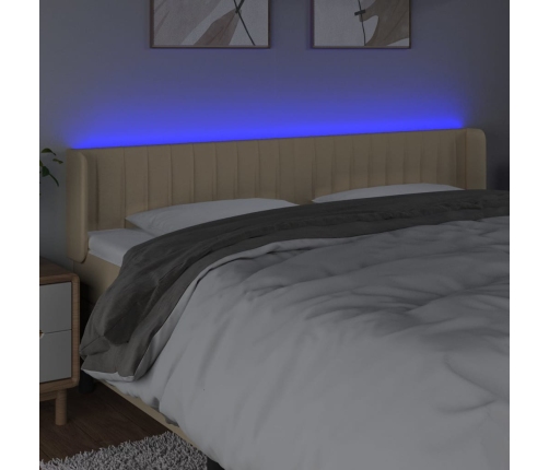 vidaXL Cabecero con LED de tela crema 163x16x78/88 cm