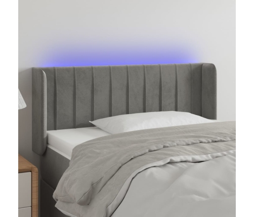 Cabecero con LED de terciopelo gris claro 83x16x78/88 cm