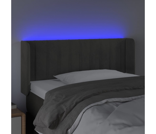 Cabecero con LED de terciopelo gris oscuro 83x16x78/88 cm