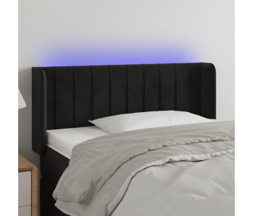 Cabecero con LED de terciopelo negro 83x16x78/88 cm