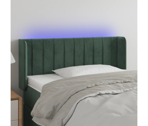 Cabecero con LED de terciopelo verde oscuro 83x16x78/88 cm