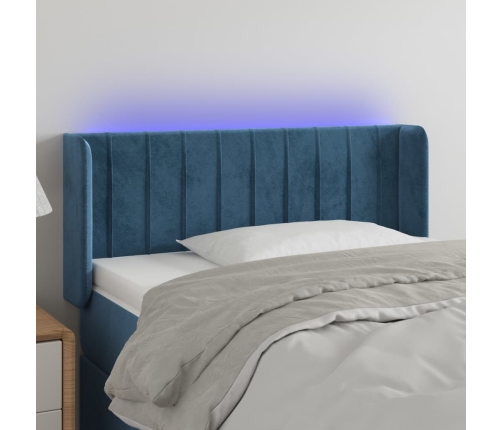 Cabecero con LED de terciopelo azul oscuro 83x16x78/88 cm