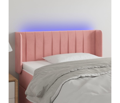 Cabecero con LED de terciopelo rosa 83x16x78/88 cm