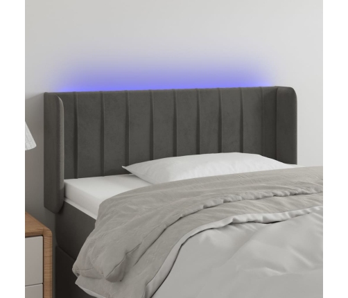 Cabecero con LED de terciopelo gris oscuro 93x16x78/88 cm