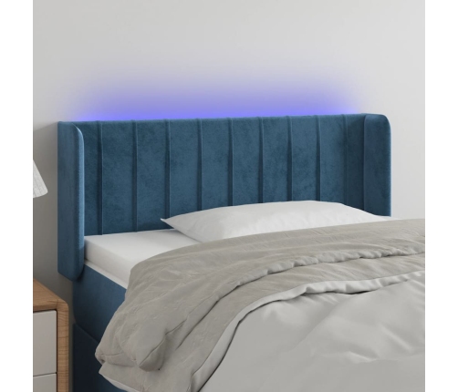 Cabecero con LED de terciopelo azul oscuro 93x16x78/88 cm