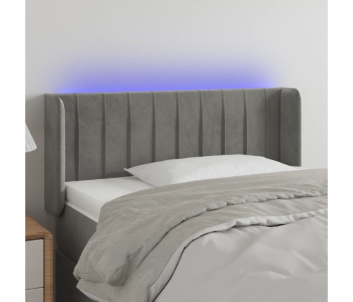 Cabecero con LED de terciopelo gris claro 103x16x78/88 cm