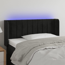 Cabecero con LED de terciopelo negro 103x16x78/88 cm