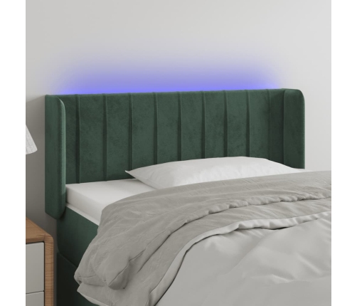 Cabecero con LED de terciopelo verde oscuro 103x16x78/88 cm