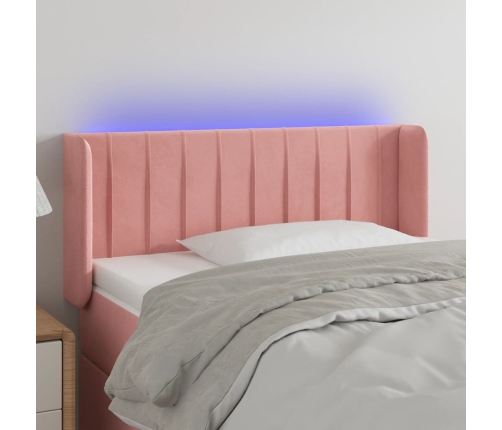 Cabecero con LED de terciopelo rosa 103x16x78/88 cm