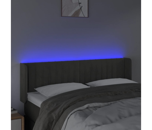 vidaXL Cabecero con LED de terciopelo gris oscuro 147x16x78/88 cm