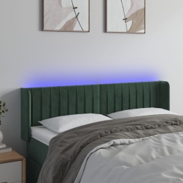 Cabecero con LED de terciopelo verde oscuro 147x16x78/88 cm