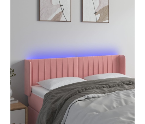 Cabecero con LED de terciopelo rosa 147x16x78/88 cm