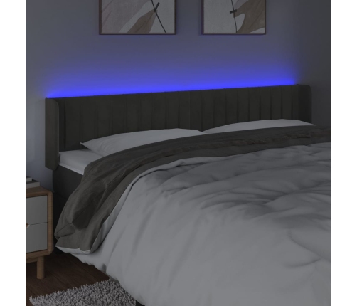 Cabecero con LED de terciopelo gris oscuro 163x16x78/88 cm