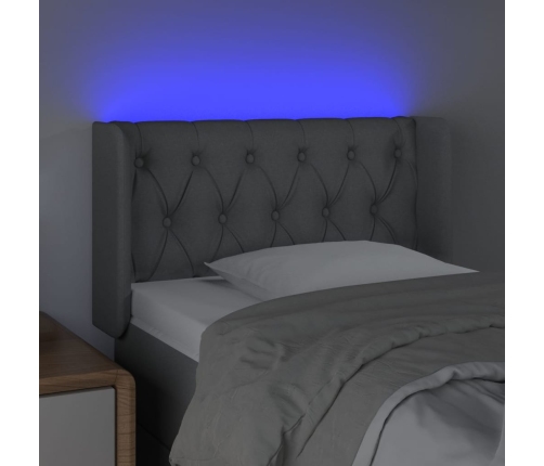 Cabecero con LED de tela gris claro 83x16x78/88 cm