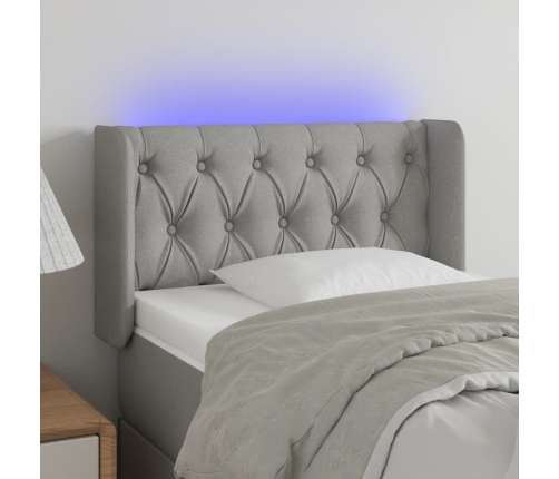 Cabecero con LED de tela gris claro 83x16x78/88 cm