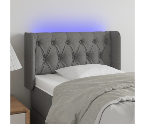 Cabecero con LED de tela gris oscuro 83x16x78/88 cm