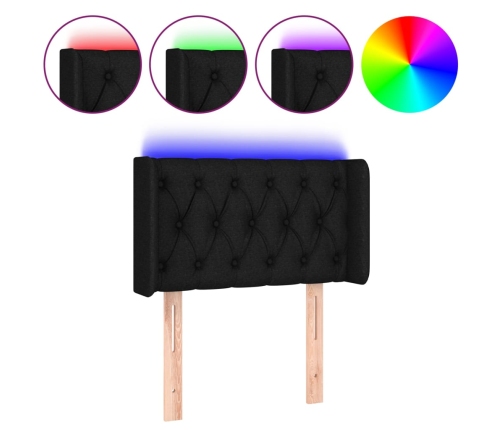 Cabecero con LED de tela negro 83x16x78/88 cm