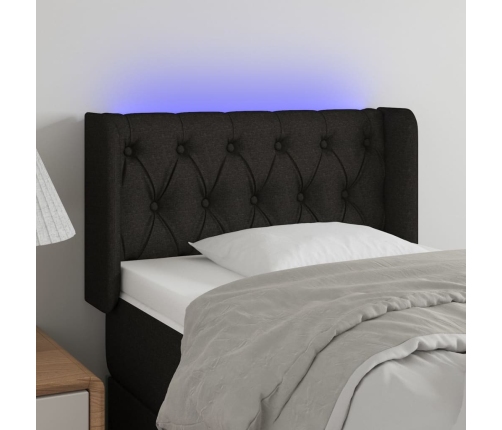 Cabecero con LED de tela negro 83x16x78/88 cm