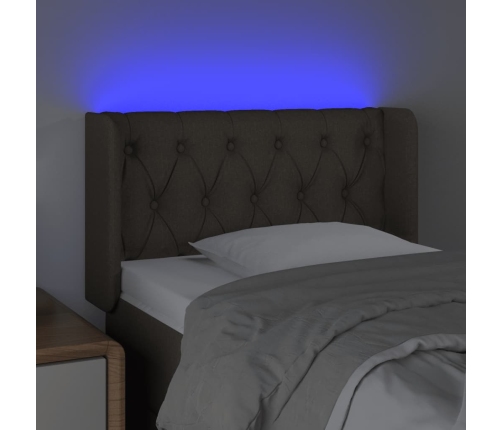 Cabecero con LED de tela gris taupe 83x16x78/88 cm