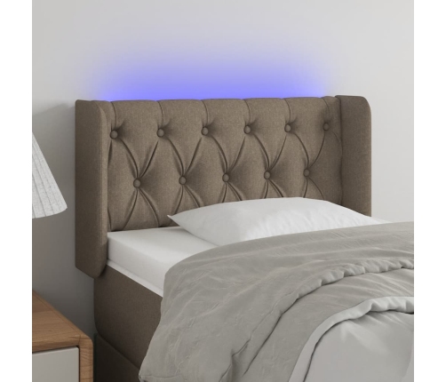 Cabecero con LED de tela gris taupe 83x16x78/88 cm