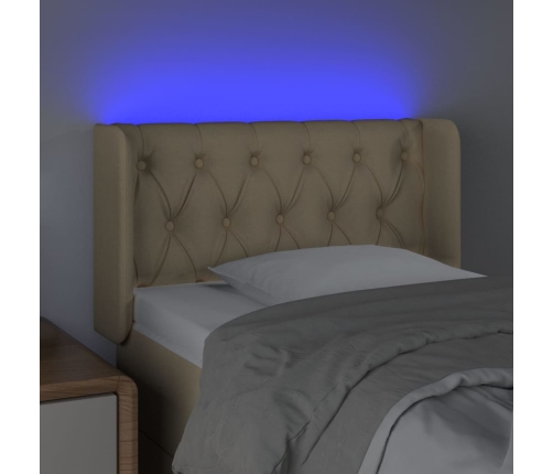 Cabecero con LED de tela crema 83x16x78/88 cm