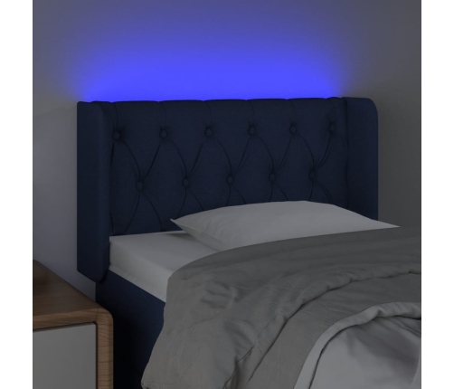 Cabecero con LED de tela azul 83x16x78/88 cm