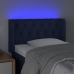 Cabecero con LED de tela azul 83x16x78/88 cm