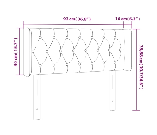 Cabecero con luces LED de tela gris oscuro 93x16x78/88 cm