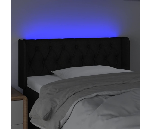 Cabecero con LED de tela negro 93x16x78/88 cm