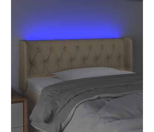 Cabecero con LED de tela crema 93x16x78/88 cm