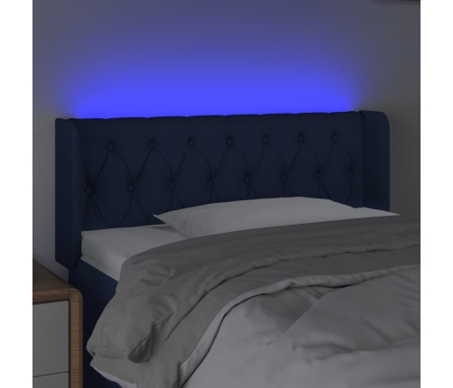 Cabecero con LED de tela azul 93x16x78/88 cm