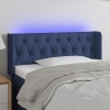 Cabecero con LED de tela azul 93x16x78/88 cm