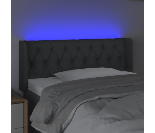 vidaXL Cabecero con LED de tela gris oscuro 103x16x78/88 cm