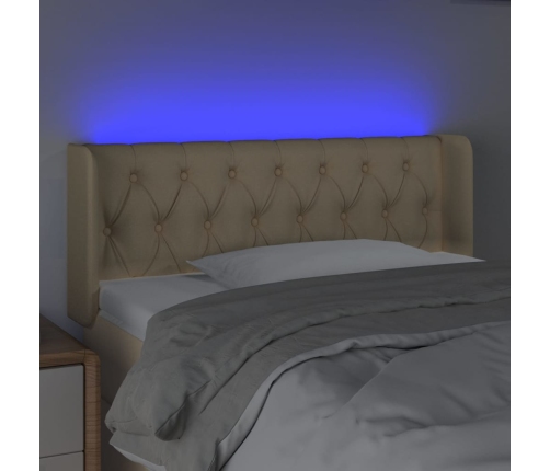 Cabecero con LED de tela crema 103x16x78/88 cm