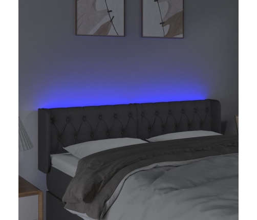 Cabecero con LED de tela gris oscuro 147x16x78/88 cm