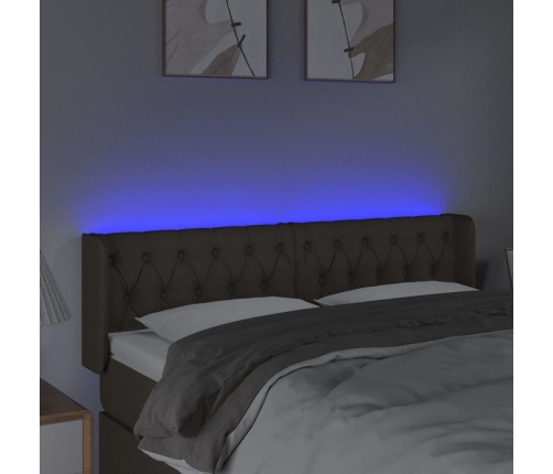 Cabecero con LED de tela gris taupe 147x16x78/88 cm