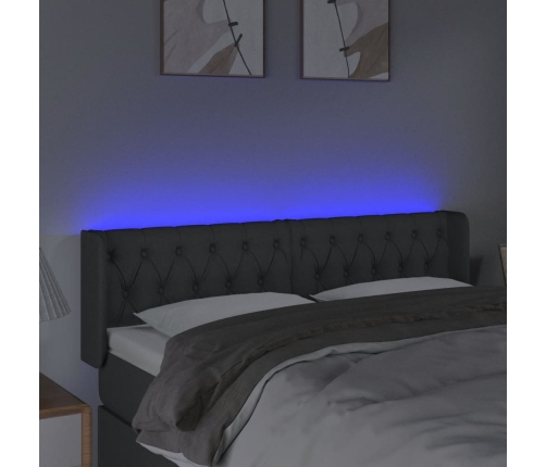 Cabecero con LED de tela gris oscuro 163x16x78/88 cm