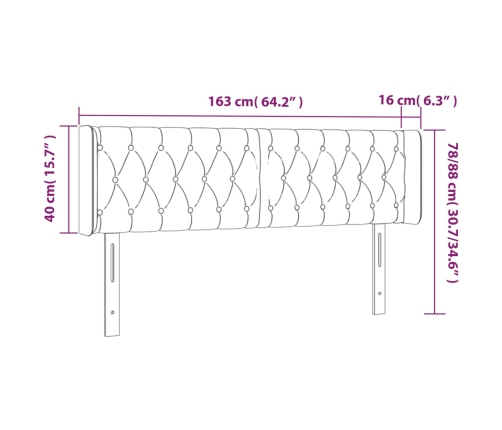 vidaXL Cabecero con LED de tela gris taupe 163x16x78/88 cm