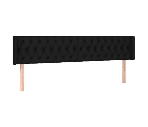 Cabecero con LED de tela negro 183x16x78/88 cm