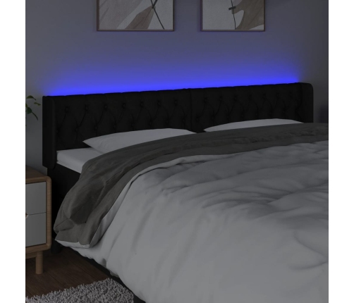 Cabecero con LED de tela negro 183x16x78/88 cm