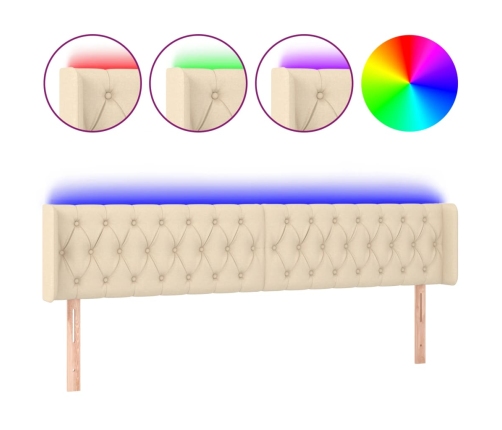 Cabecero con LED de tela crema 183x16x78/88 cm