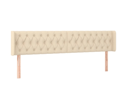 Cabecero con LED de tela crema 183x16x78/88 cm