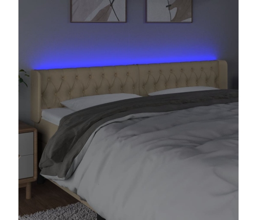 Cabecero con LED de tela crema 183x16x78/88 cm