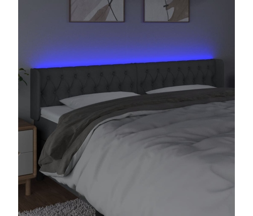 Cabecero con LED de tela gris oscuro 203x16x78/88 cm