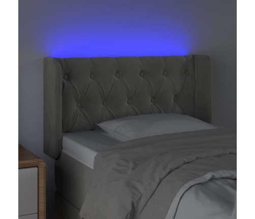 Cabecero con LED de terciopelo gris claro 83x16x78/88 cm