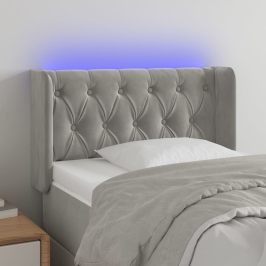 Cabecero con LED de terciopelo gris claro 83x16x78/88 cm