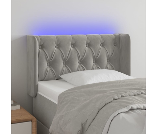 Cabecero con LED de terciopelo gris claro 83x16x78/88 cm