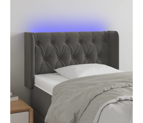 Cabecero con LED de terciopelo gris oscuro 83x16x78/88 cm